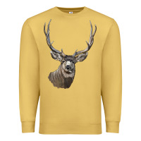 Antique Gold Mule Buck Deer Head Premium Sweatshirt - LillyAllenDesigns