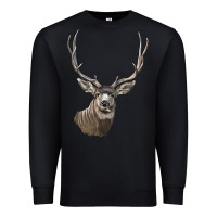 Black Mule Buck Deer Head Premium Sweatshirt - LillyAllenDesigns