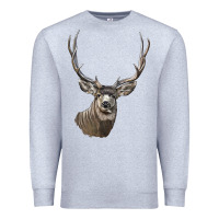 Heather Grey Mule Buck Deer Head Premium Sweatshirt - LillyAllenDesigns