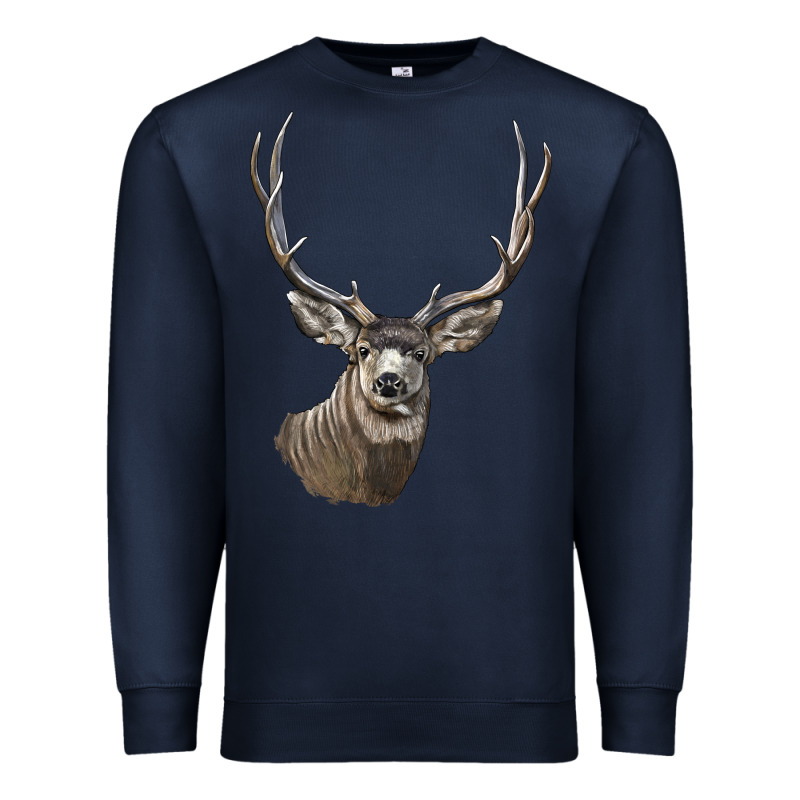Mule Buck Deer Head Premium Sweatshirt by LillyAllenDesigns | Teevron