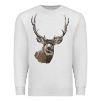 Oatmeal Heather Mule Buck Deer Head Premium Sweatshirt - LillyAllenDesigns