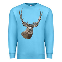 Ocean Blue Mule Buck Deer Head Premium Sweatshirt - LillyAllenDesigns