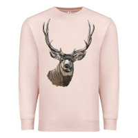 Pale Pink Mule Buck Deer Head Premium Sweatshirt - LillyAllenDesigns