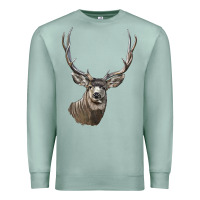 Seafoam Mule Buck Deer Head Premium Sweatshirt - LillyAllenDesigns