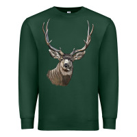 Sports Green Mule Buck Deer Head Premium Sweatshirt - LillyAllenDesigns