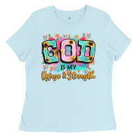 Baby Blue god is my refuge and strength Ladies Tee - LillyAllenDesigns