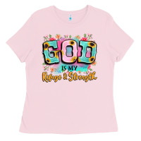 Bubblegum Pink god is my refuge and strength Ladies Tee - LillyAllenDesigns