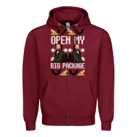 Burgundy what we do in the shadows christmas sweater design—open my big packa Zipper Hoodie - lanVoArt