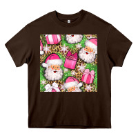 Chocolate Brown christmas santa claus and gift box seamless pattern bbs Heavy Core Tee - BundleAndBundleShop