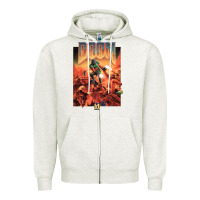 Oatmeal Heather doom 1993 poster pc fps Zipper Hoodie - lanVoArt