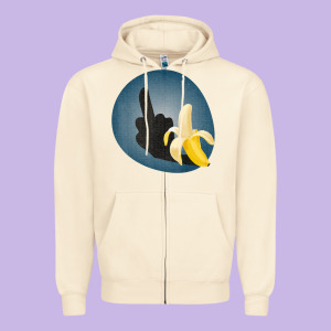 Dirty Joke Halloween Costume Joke Middle Finger Banana Zipper Hoodie Designed By Lanvoart