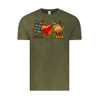 Vintage Olive Peace love tacos Vintage Tee - NancyCooperArtShop