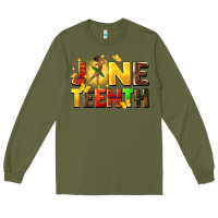 Army Green juneteen black girl Long Sleeve Tee - CowGirlArtShop