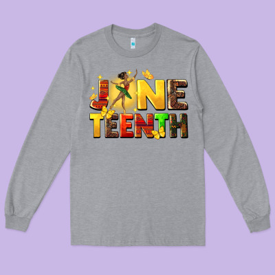 Juneteen Black Girl Long Sleeve Tee Designed By Cowgirlartshop