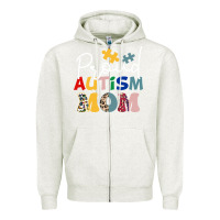 Oatmeal Heather Proud Autism Mom Leopard Pattern Design Autism Awa Zipper Hoodie - CowhideDigitalArt