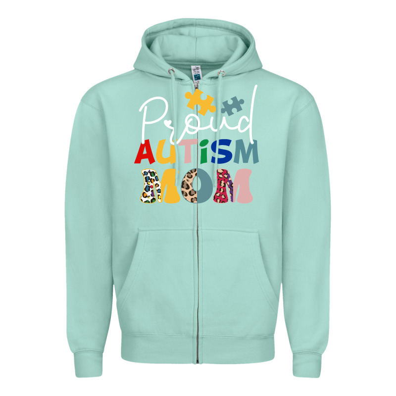 Proud Autism Mom Leopard Pattern Design Autism Awa Zipper Hoodie by CowhideDigitalArt | Teevron