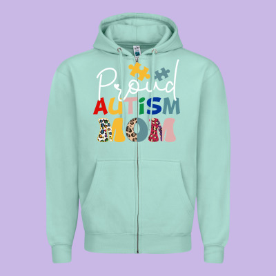 Proud Autism Mom Leopard Pattern Design Autism Awa Zipper Hoodie Designed By Cowhidedigitalart