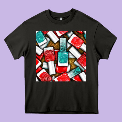 Nail Polish With Glitter Seamless Pattern Bbs Heavy Core Tee Designed By Bundleandbundleshop