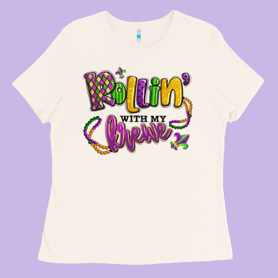 Rollin' With My Krewe Mardi Gras Ladies Tee Designed By Lillyallendesigns