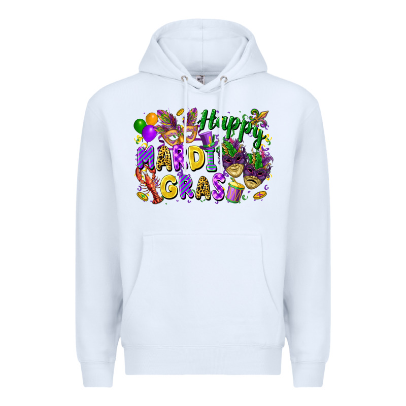 Happy Mardi Gras Premium Hoodie by FaDigitalArtStudio | Teevron