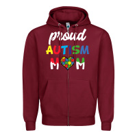 Burgundy Proud Autism Mom Mothers Day Gift Autism Awareness Zipper Hoodie - CowhideDigitalArt