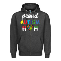 Charcoal Heather Proud Autism Mom Mothers Day Gift Autism Awareness Zipper Hoodie - CowhideDigitalArt