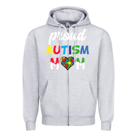 Heather Grey Proud Autism Mom Mothers Day Gift Autism Awareness Zipper Hoodie - CowhideDigitalArt