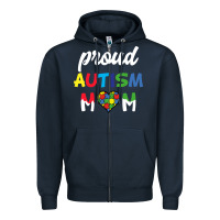 Navy Proud Autism Mom Mothers Day Gift Autism Awareness Zipper Hoodie - CowhideDigitalArt