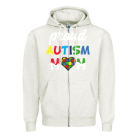 Oatmeal Heather Proud Autism Mom Mothers Day Gift Autism Awareness Zipper Hoodie - CowhideDigitalArt