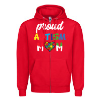 Red Proud Autism Mom Mothers Day Gift Autism Awareness Zipper Hoodie - CowhideDigitalArt