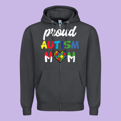 Proud Autism Mom Mothers Day Gift Autism Awareness Zipper Hoodie Designed By Cowhidedigitalart