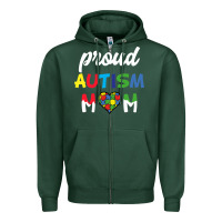 Sports Green Proud Autism Mom Mothers Day Gift Autism Awareness Zipper Hoodie - CowhideDigitalArt
