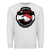 Oatmeal Heather awesome down with my demons  for gift adult and kids men women  2021 Premium Sweatshirt - lanVoArt