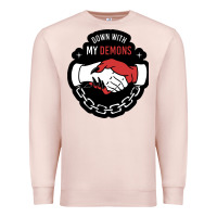 Pale Pink awesome down with my demons  for gift adult and kids men women  2021 Premium Sweatshirt - lanVoArt