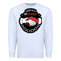 White awesome down with my demons  for gift adult and kids men women  2021 Premium Sweatshirt - lanVoArt