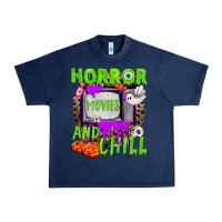 Navy Horror movies and chill Urban Heavy Tee - NancyCooperArtShop