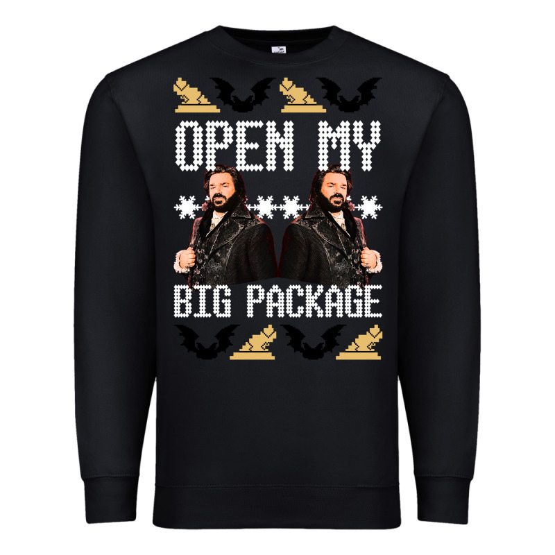 What We Do In The Shadows Christmas Sweater Design—open My Big Packa Premium Sweatshirt by lanVoArt | Teevron