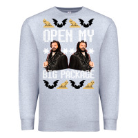 Heather Grey what we do in the shadows christmas sweater design—open my big packa Premium Sweatshirt - lanVoArt