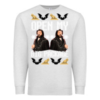 Oatmeal Heather what we do in the shadows christmas sweater design—open my big packa Premium Sweatshirt - lanVoArt