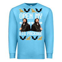 Ocean Blue what we do in the shadows christmas sweater design—open my big packa Premium Sweatshirt - lanVoArt