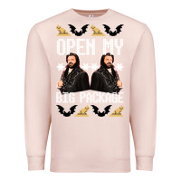 Pale Pink what we do in the shadows christmas sweater design—open my big packa Premium Sweatshirt - lanVoArt