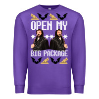 Purple what we do in the shadows christmas sweater design—open my big packa Premium Sweatshirt - lanVoArt