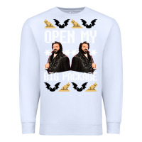 White what we do in the shadows christmas sweater design—open my big packa Premium Sweatshirt - lanVoArt