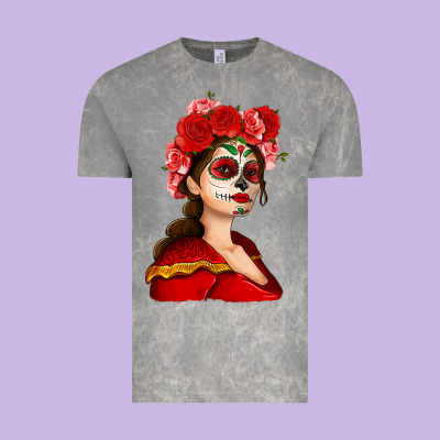 Sugar Skull Girl Vintage Tee Designed By Nancycooperartshop