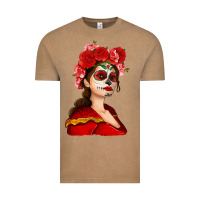 Vintage Coffee Sugar skull girl Vintage Tee - NancyCooperArtShop