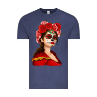Vintage Denim Sugar skull girl Vintage Tee - NancyCooperArtShop