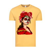 Vintage Mustard Sugar skull girl Vintage Tee - NancyCooperArtShop