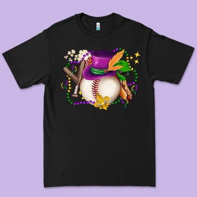 Mardi Gras Baseball Premium Tee Designed By Lillyallendesigns