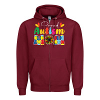 Burgundy Proud Autism Mom sunflower Zipper Hoodie - CowhideDigitalArt