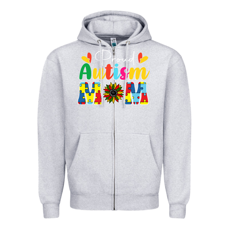 Proud Autism Mom Sunflower Zipper Hoodie by CowhideDigitalArt | Teevron